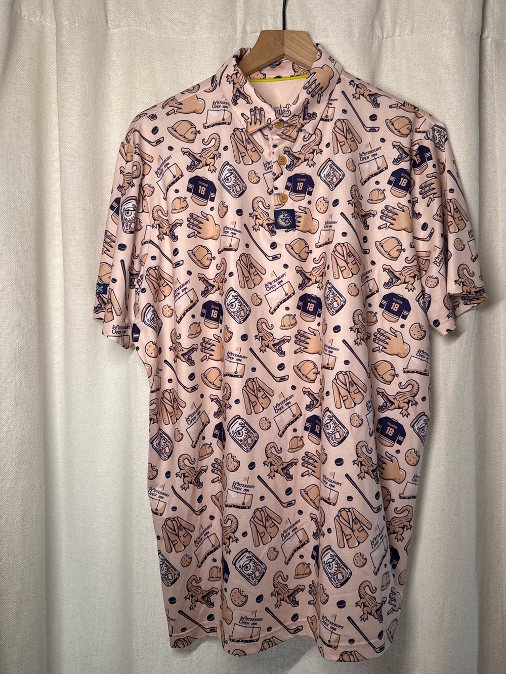 Happy Gilmore Patterned Button-Down Polo Shirt